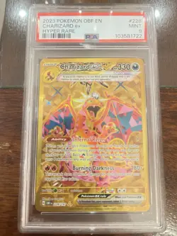 Pokemon 2023 Obsidian Flames Charizard EX Gold Hyper Rare Card 228/197 PSA 9 - Image 1