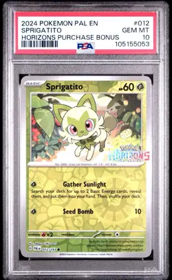 2024 Pokemon Paldea Evolved - Sprigatito #12 ** HORIZONS STAMP ** PSA 10 - GEM - Image 2