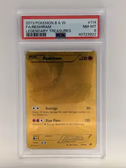 Pokemon B & W Legendary Treasures Gold Reshiram 114 Full Art Secret Rare PSA 8 - Image 1