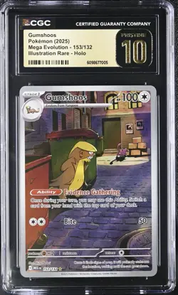 CGC Pristine 10- Gumshoos 153/132 Illustration Rare Pokemon Mega Evolution - Image 1