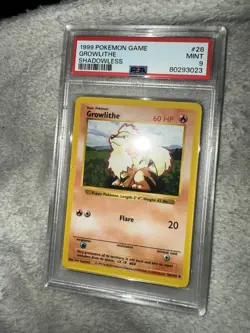 1999 Pokemon BASE SET Growlithe PSA 9 MINT 28/102 SHADOWLESS - Image 1