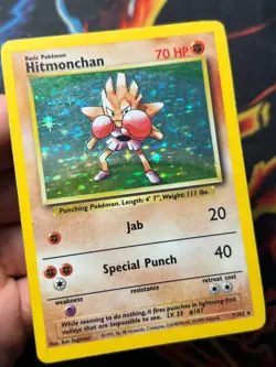 Hitmonchan 7/102 Holo Rare Base Set Unlimited - Pokemon Card WOTC b - MP - Image 4