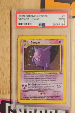 Gengar-Holo Pokemon Fossil 5 NM PSA MINT 9 - Image 1