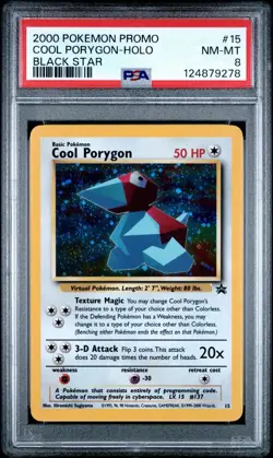 2000 Pokemon Black Star Promo COOL PORYGON #15 HOLO PSA 8 - Image 1
