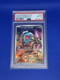 2025 POKEMON SVP EN-SV BLACK STAR PROMO #203 TEAM ROCKET'S WOBBUFFET PSA 8 - Image 3