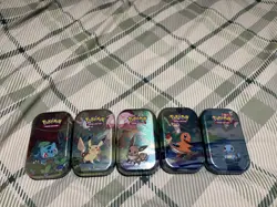 Pokemon TCG Kanto Friends 5 Empty Mini Tins Full Artwork Set + 5 Art Cards - Image 1