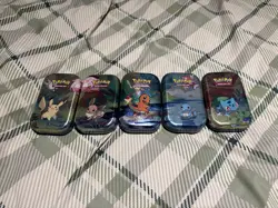 Pokemon TCG Kanto Friends 5 Empty Mini Tins Full Artwork Set + 5 Art Cards - Image 2