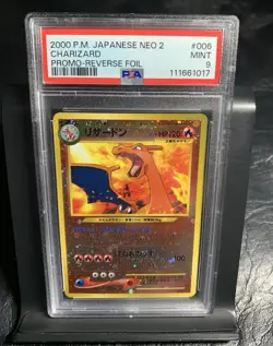 2000 PSA 9 CHARIZARD 6 Pokemon Japanese NEO 2 Promo Card SLAB SWIRL MINT - Image 1