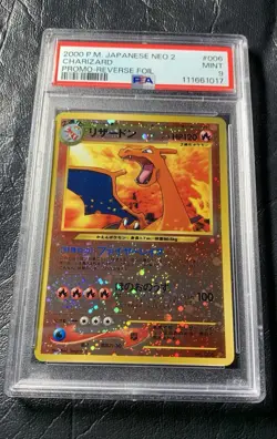 2000 PSA 9 CHARIZARD 6 Pokemon Japanese NEO 2 Promo Card SLAB SWIRL MINT - Image 3