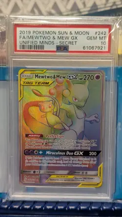 Pokemon Mewtwo & Mew GX Secret 242/236 Unified Minds PSA 10 GEM MINT - Image 1