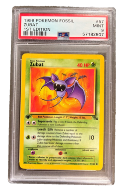 1999 Pokemon Fossil Zubat 1st Edition PSA 9 Mint WotC Vintage - Image 1