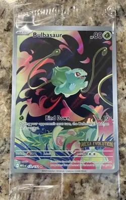Pokemon TCG Bulbasaur 133/132 Mega Evolution Stamped Sealed Enhanced Booster - Image 1