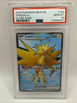 2023 POKEMON MEW EN-151 ULTRA RARE #192 ZAPDOS EX PSA 10 - Image 1