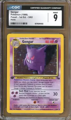 Pokemon TCG Fossil 1st Edition #5/62 Gengar Holo Rare CGC 9 - Image 1