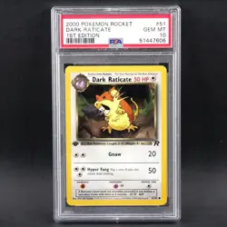 PSA 10 Dark Raticate 51 1st Edition 2000 Team Rocket Pokemon Card Graded WOTC - Image 1