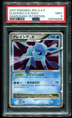 PSA 9 Glaceon LV. X 1st Edition Holo Dawn Dash D&P Japanese 2007 Pokemon Card - Image 1