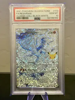 2021 Pokemon Celebrations FA/Reshiram Classic Collection-Black/White 113 PSA 10 - Image 1