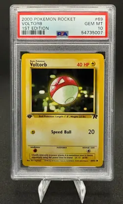 POKEMON ROCKET; VOLTORB #69, 1ST EDITION, PSA 10 - Image 1