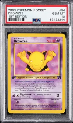 2000 POKEMON ROCKET 1ST ED #54 DROWZEE PSA 10 - Image 1