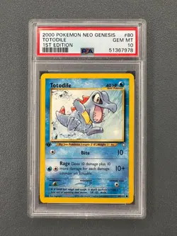 2000 POKEMON NEO GENESIS TOTODILE 1ST EDITION #80 80/111 PSA 10 GEM MINT - Image 1