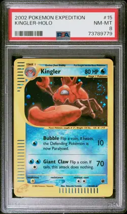 Pokemon TCG 2002 Kingler Holo 15/165 Expedition Holo rare - PSA 8 NM-MT - Image 1