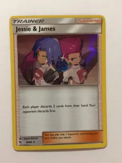 Pokemon Card Hidden Fates Holographic Jessie & James 58/68 NM - Image 1