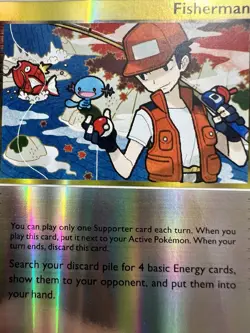 Pokemon TCG Fisherman 92/123 HeartGold SoulSilver Reverse Holo Card NM Condition - Image 2