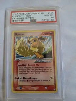 2007 Pokemon Flareon Gold Star Holo EX Power Keepers PSA 10 #100/108 - Image 1