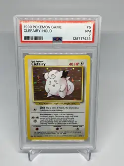 1999 POKEMON BASE SET UNLIMITED #5 / 102 Clefairy HOLO WOTC - PSA 7 NM NEW CERT - Image 1