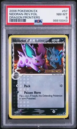 2006 POKEMON EX DRAGON FRONTIERS 57 NIDORAN-REVERSE FOIL PSA 8 - Image 1