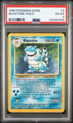 1999 Pokemon Game Blastoise-Holo #2 PSA 4 VG-EX - Image 1