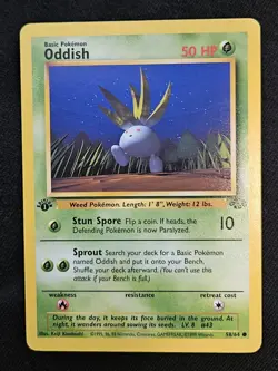 NM Near Mint 1st Edition Oddish 58/64 - Jungle Set - WOTC - Pokemon Card - 1999 - Image 1