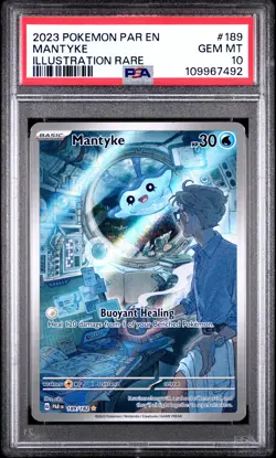 2023 POKEMON PAR EN-PARADOX RIFT ILLUSTRATION RARE #189 MANTYKE PSA 10 - Image 1