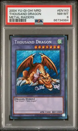 Yu-Gi-Oh! TCG Thousand Dragon Metal Raiders MRD-143 Unlimited Secret Rare PSA 8 - Image 1
