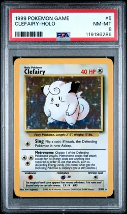 1999 POKEMON GAME #5 CLEFAIRY-HOLO PSA 8 - Image 1