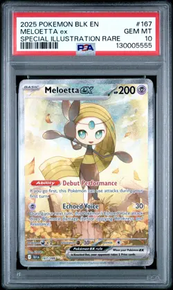 2025 POKEMON BLK EN-BLACK BOLT SPECIAL ILLUSTRATION RARE #167 MELOETTA EX PSA 10 - Image 1