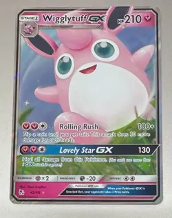 POKEMON WIGGLYTUFF GX 42/68 HIDDEN FATES HALF ART RARE HOLO MINT PACK TO SLEEVE - Image 1