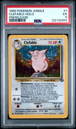 PSA 5 EX Pokemon 1999 Pre-Release Jungle Clefable Stamped Card Graded - Image 1