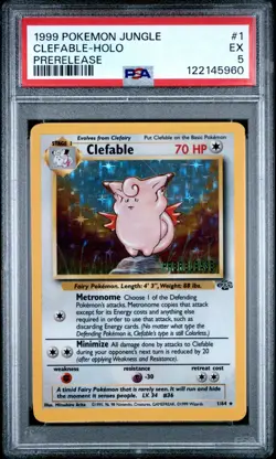 PSA 5 EX Pokemon 1999 Pre-Release Jungle Clefable Stamped Card Graded - Image 3