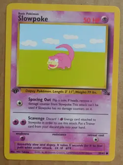 Slowpoke 55/62 1st Edition Common Non-Holo Fossil Set Pokemon Card NM - Image 1
