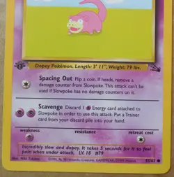 Slowpoke 55/62 1st Edition Common Non-Holo Fossil Set Pokemon Card NM - Image 3