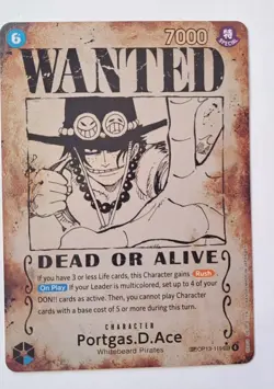 One Piece Carrying On His Will *PORTGAS.D.ACE* Wanted OP13-119 SEC Error Card SP - Image 1