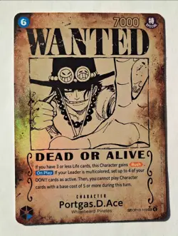 One Piece Carrying On His Will *PORTGAS.D.ACE* Wanted OP13-119 SEC Error Card SP - Image 3