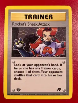 Rocket's Sneak Attack 72/82 Team Rocket Regular First Edition Pokemon Card - Image 1