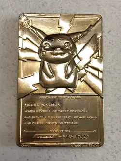1999 Nintendo Pokemon 23kt Gold Plated Trading Card - Pikachu - Image 2