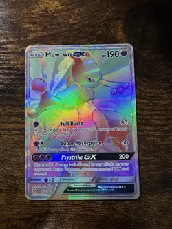 Pokemon Mewtwo GX TCG Rainbow Rare Card 76/73 Shining Legends - Image 1