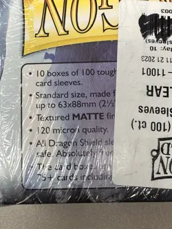 Dragon Shield Matte Clear Standard Size 100 Card Sleeves Display Box Case 1000 7426844785522 - Image 3