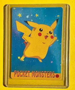 PIKACHU in Flight Pokemon Pocket Monster Vintage Vending Prism Sticker HOLO NM - Image 2