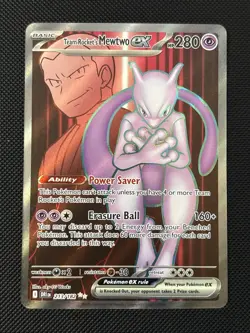 Pokemon Mewtwo EX TCG Team Rockets 213/182 Full Art Destined Rivals English NM - Image 1