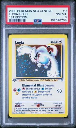 2000 POKEMON NEO GENESIS 1ST ED #9 LUGIA-HOLO PSA 8 - Image 1